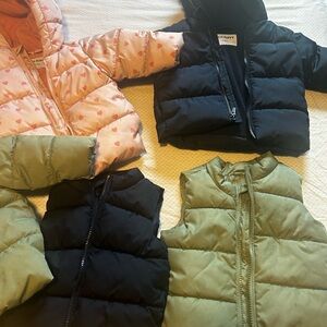 Old Navy Black and Pink Puffer Jackets Modern Casual Style 6-12 months